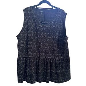 Talbots Beaded Velvet Shimmer Sleeveless Peplum Blouse Plus Size 3X Tank Top